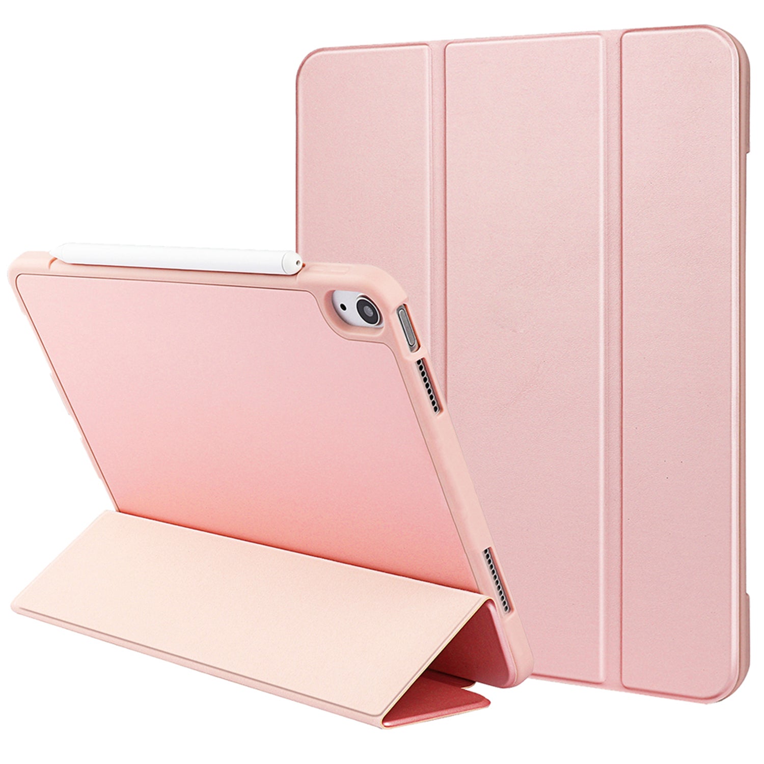 For iPad 10.9 (2022) Drop-proof Tri-fold Tablet Cover Stand Microfiber Leather + TPU + Silicone Tablet Case