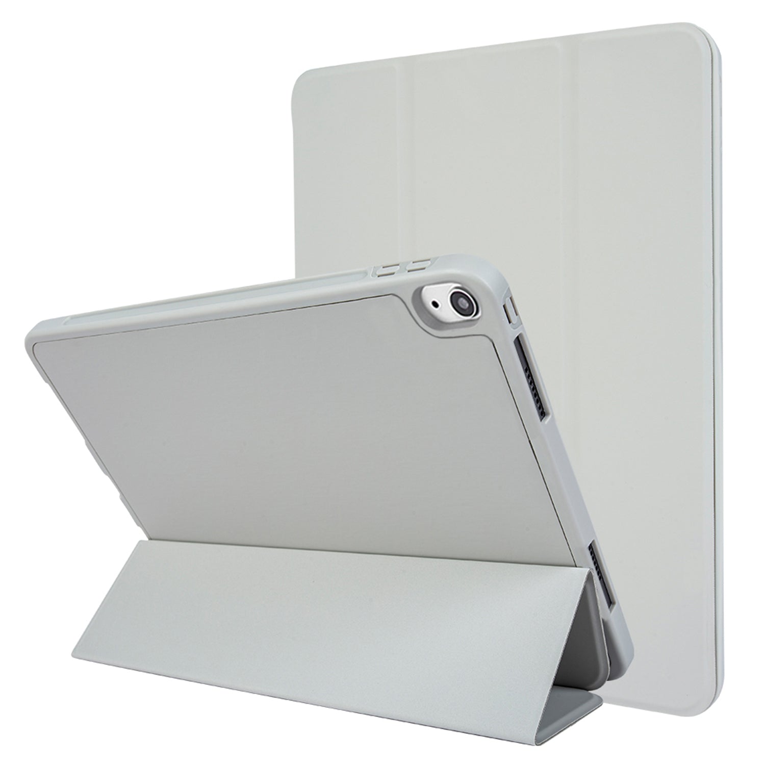 For iPad 10.9 (2022) Drop-proof Tri-fold Tablet Cover Stand Microfiber Leather + TPU + Silicone Tablet Case