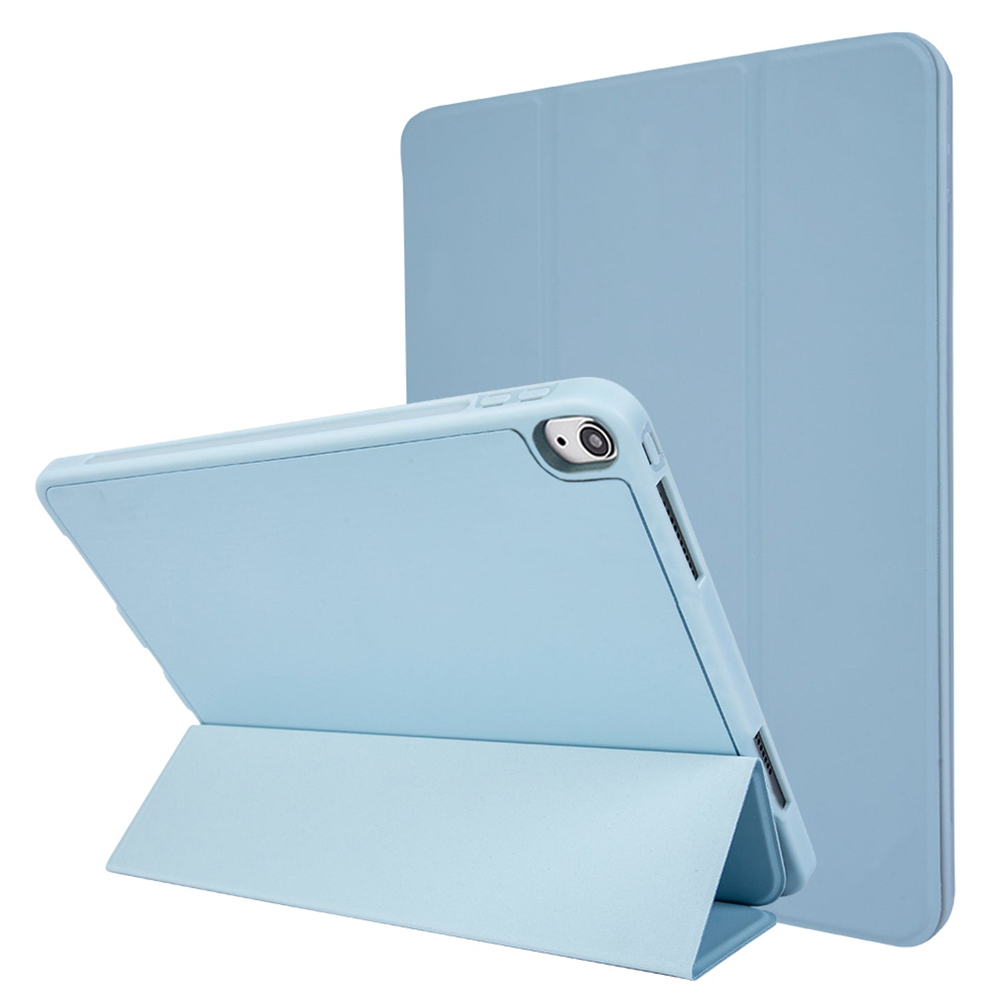 For iPad 10.9 (2022) Drop-proof Tri-fold Tablet Cover Stand Microfiber Leather + TPU + Silicone Tablet Case