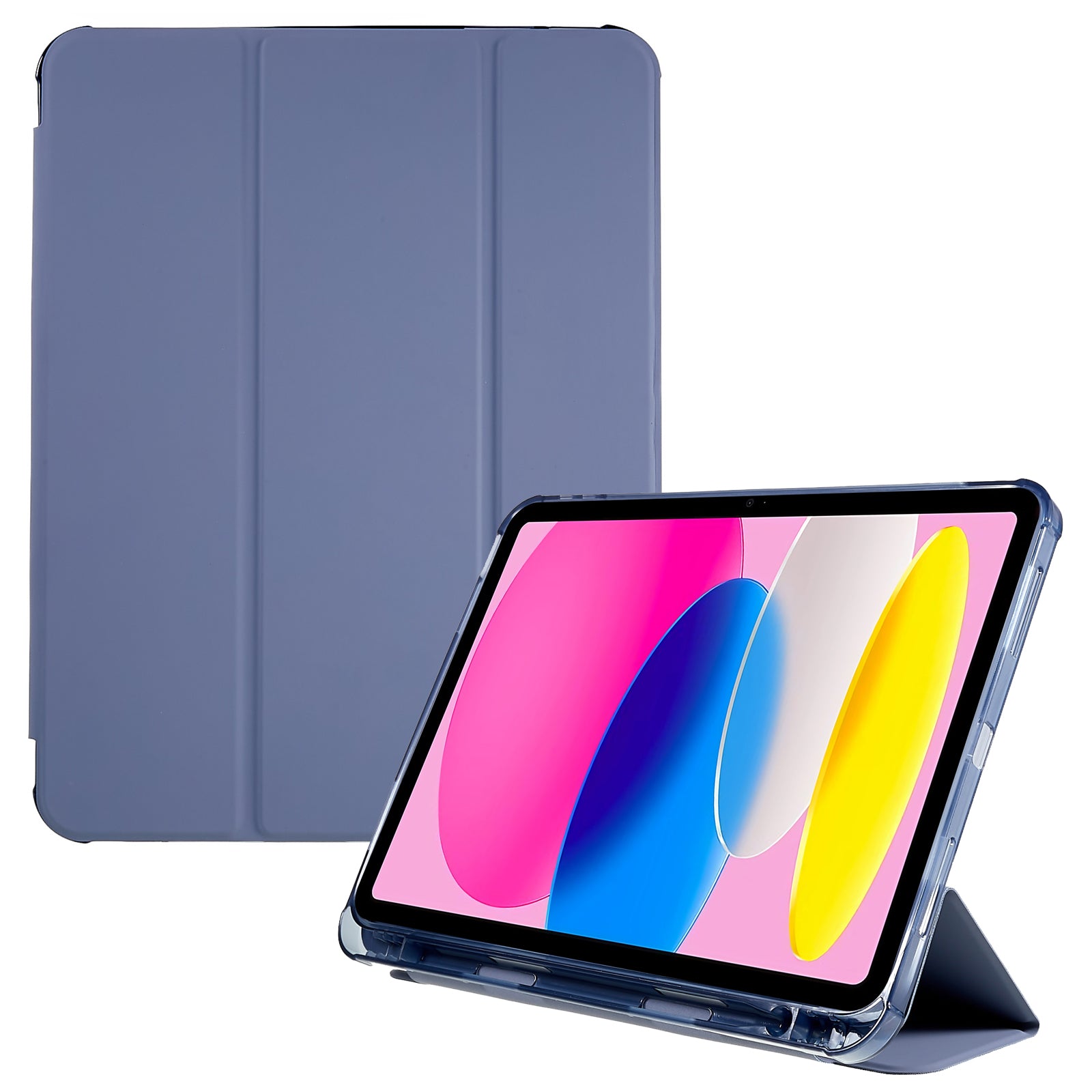 For iPad 10.9 (2022) / iPad 10th Gen PU Leather Shockproof Trifold Stand Cover Smart Auto Wake / Sleep Tablet Case  with Pen Slot