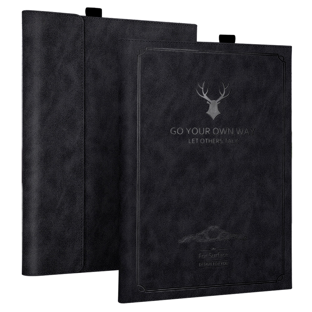 For Microsoft Surface Pro 9 Deer Head Design PU Leather+PC Anti-scratch Anti-drop Protective Case Support Stand Cover