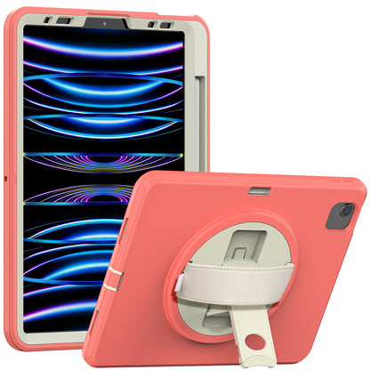 For iPad Pro 11-inch (2018) / (2020) / (2021) / (2022)  /  Air (2020) / (2022) Protective Case Anti-Drop Tablet Cover Hard PC TPU Shockproof Kickstand Case with Handle Strap / Pen Slot