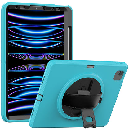 For iPad Pro 11-inch (2018) / (2020) / (2021) / (2022)  /  Air (2020) / (2022) Protective Case Anti-Drop Tablet Cover Hard PC TPU Shockproof Kickstand Case with Handle Strap / Pen Slot