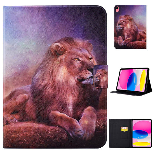 For iPad 10.9 (2022) Pattern Printing Stand Tablet Case Full Protection PU Leather Folio Smart Cover with Card Slot