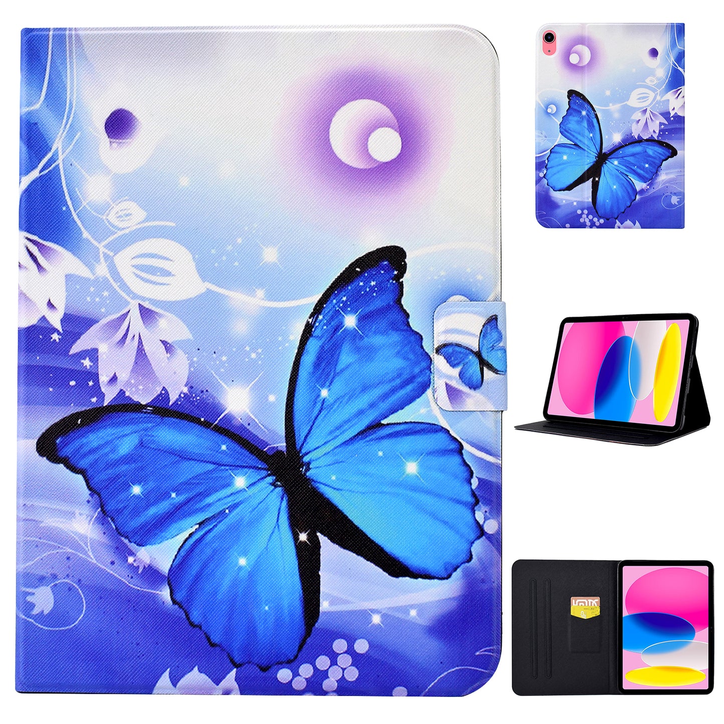 For iPad 10.9 (2022) Pattern Printing Stand Tablet Case Full Protection PU Leather Folio Smart Cover with Card Slot