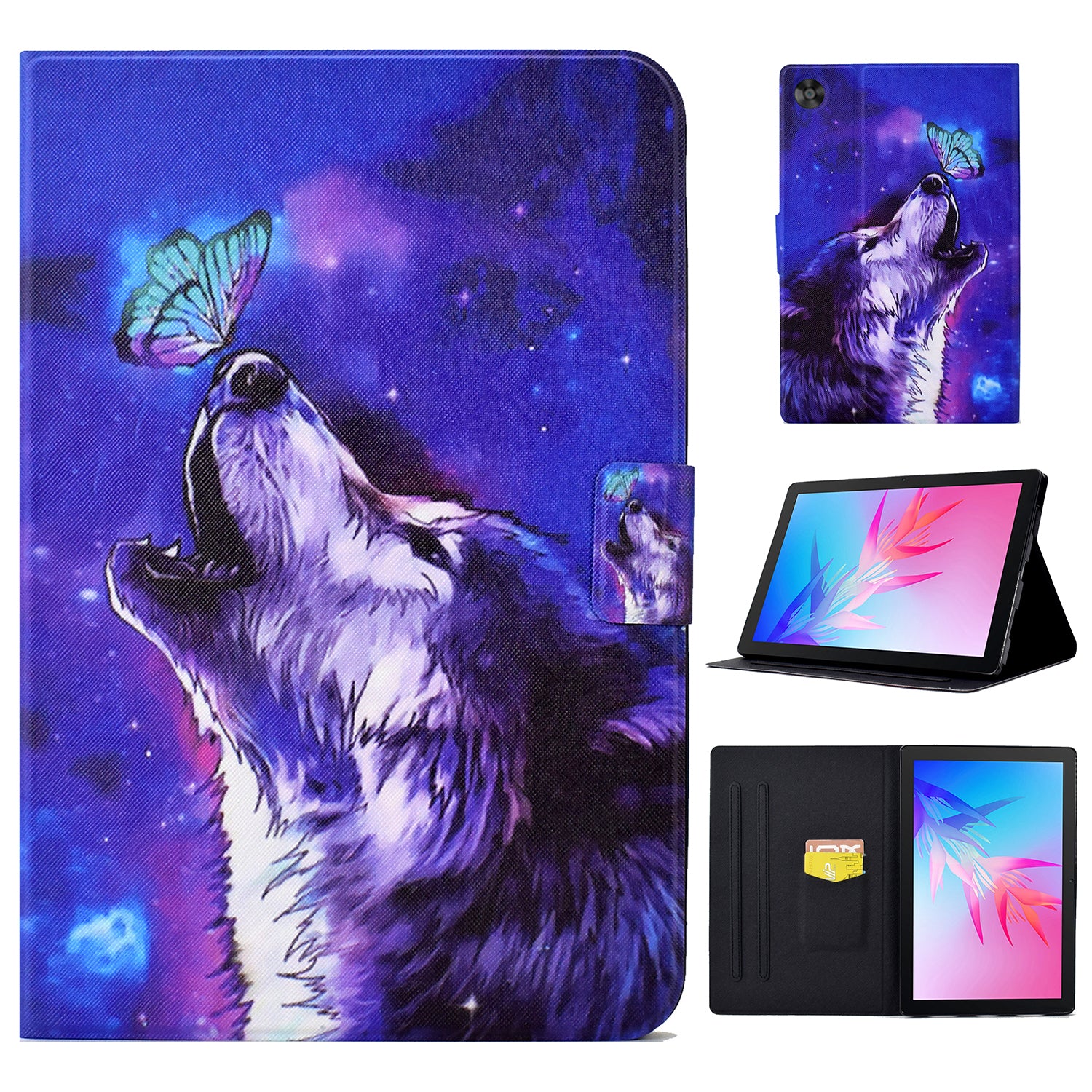 For Huawei MatePad T 10S 10.1 inch / T 10 9.7 inch / Enjoy Tablet 2 / Honor Pad 6 10.1-inch / Pad X6 9.7 inch PU Leather Stand Case Card Holder Pattern Printing Tablet Cover