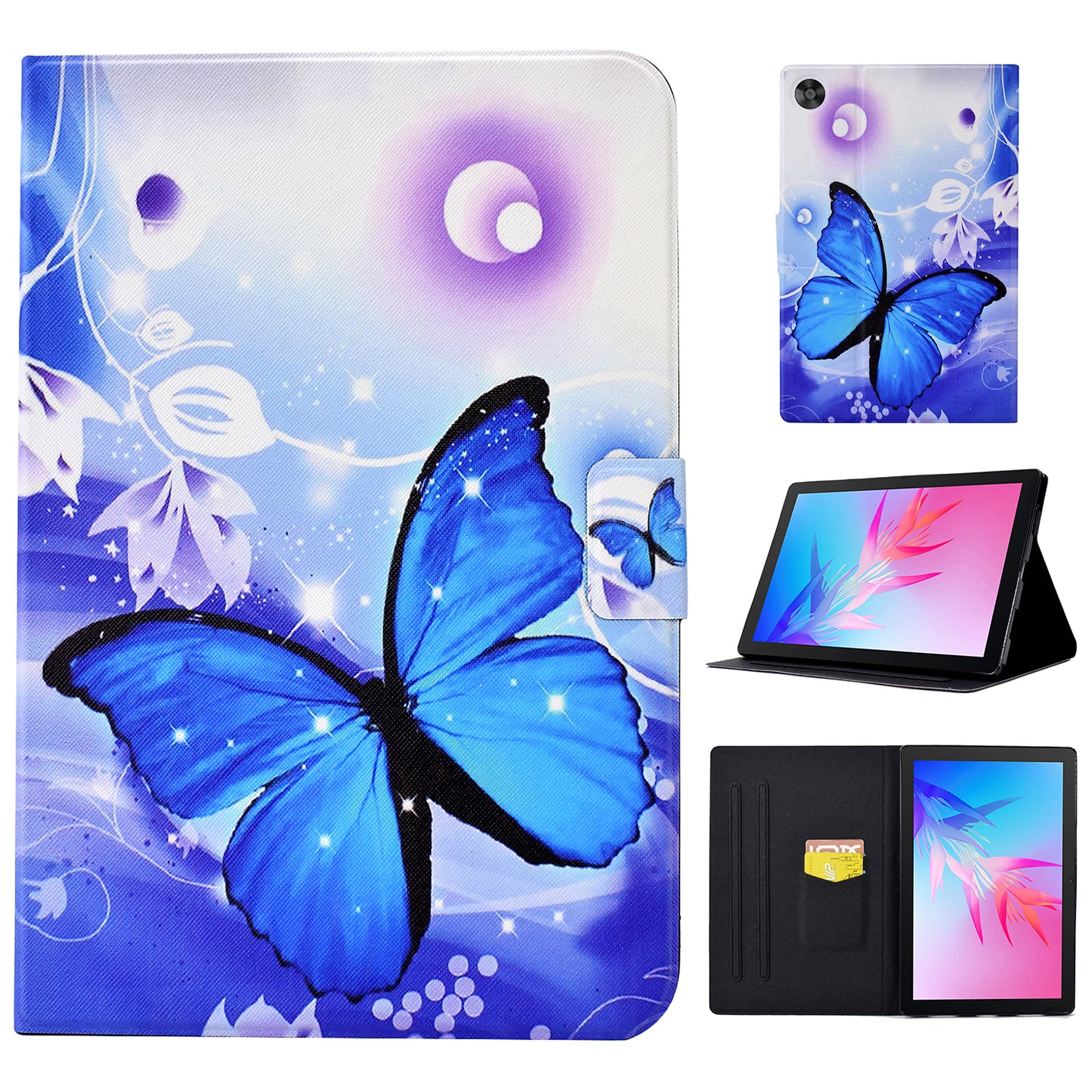 For Huawei MatePad T 10S 10.1 inch / T 10 9.7 inch / Enjoy Tablet 2 / Honor Pad 6 10.1-inch / Pad X6 9.7 inch PU Leather Stand Case Card Holder Pattern Printing Tablet Cover