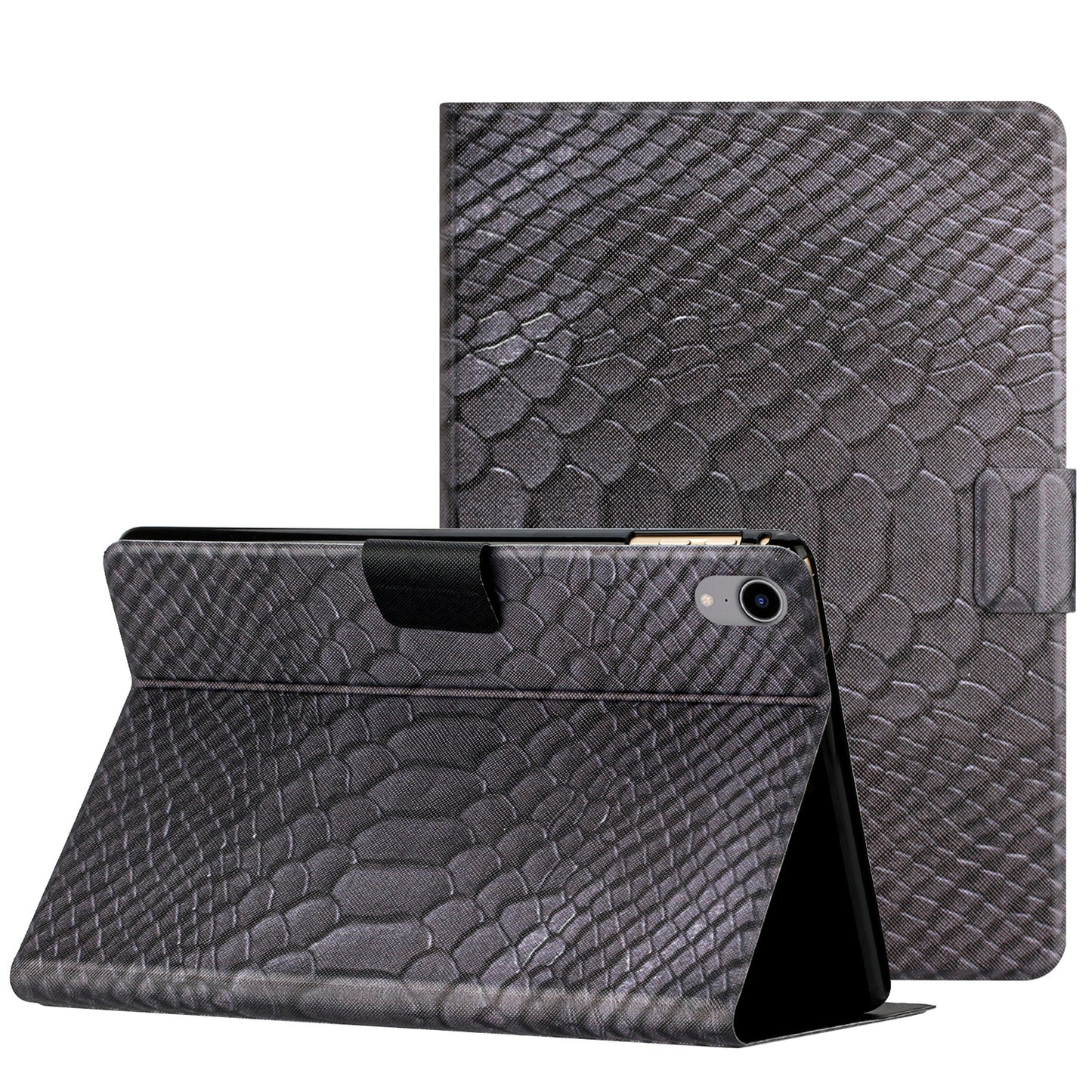 For iPad mini (2021) / iPad mini 6 PU Leather Folding Stand Cover Crocodile Pattern Printing Auto Wake / Sleep Tablet Case with Card Holder
