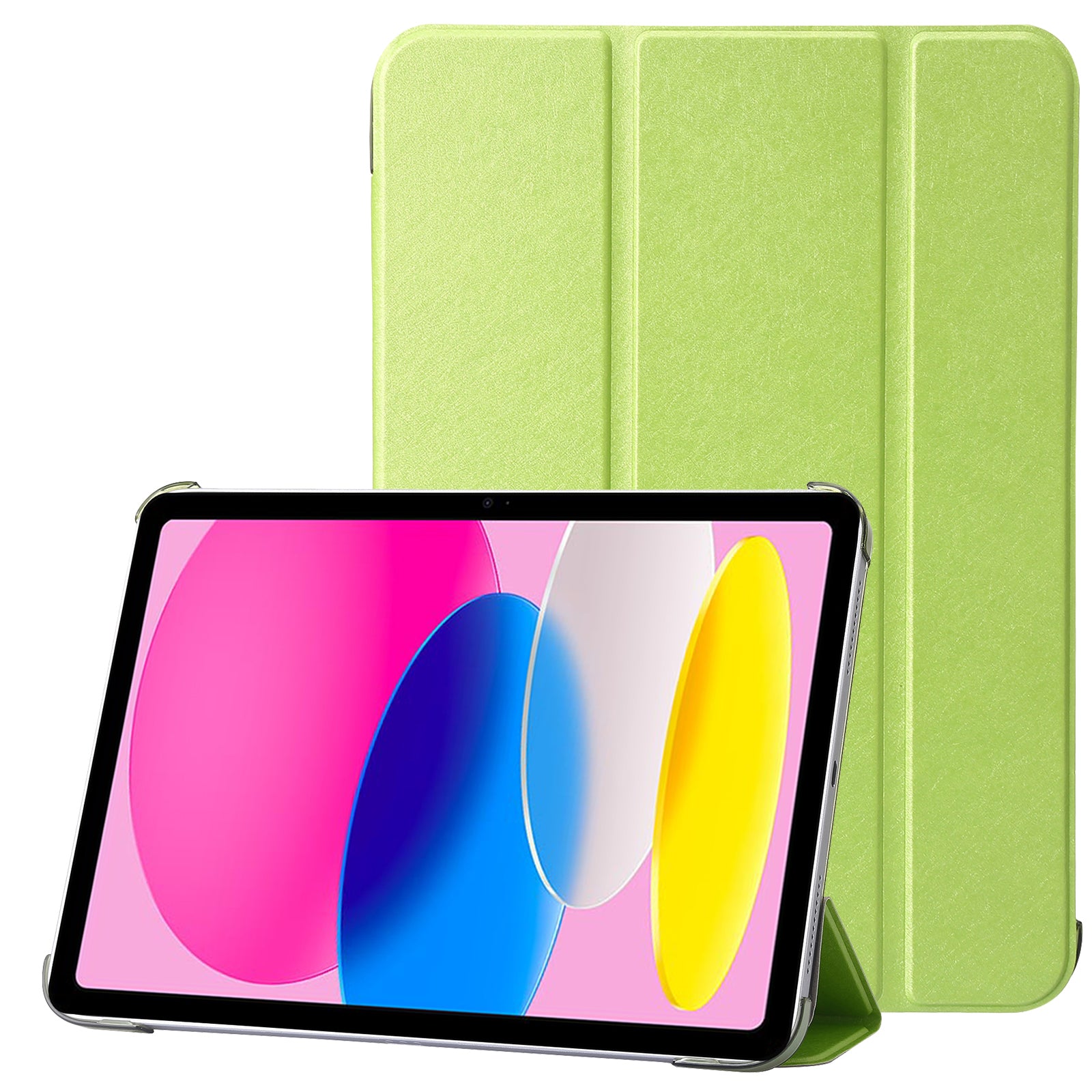For iPad 10.9 (2022) Silk Texture Protective Case PU Leather+PC Tri-fold Stand Drop-proof Cover