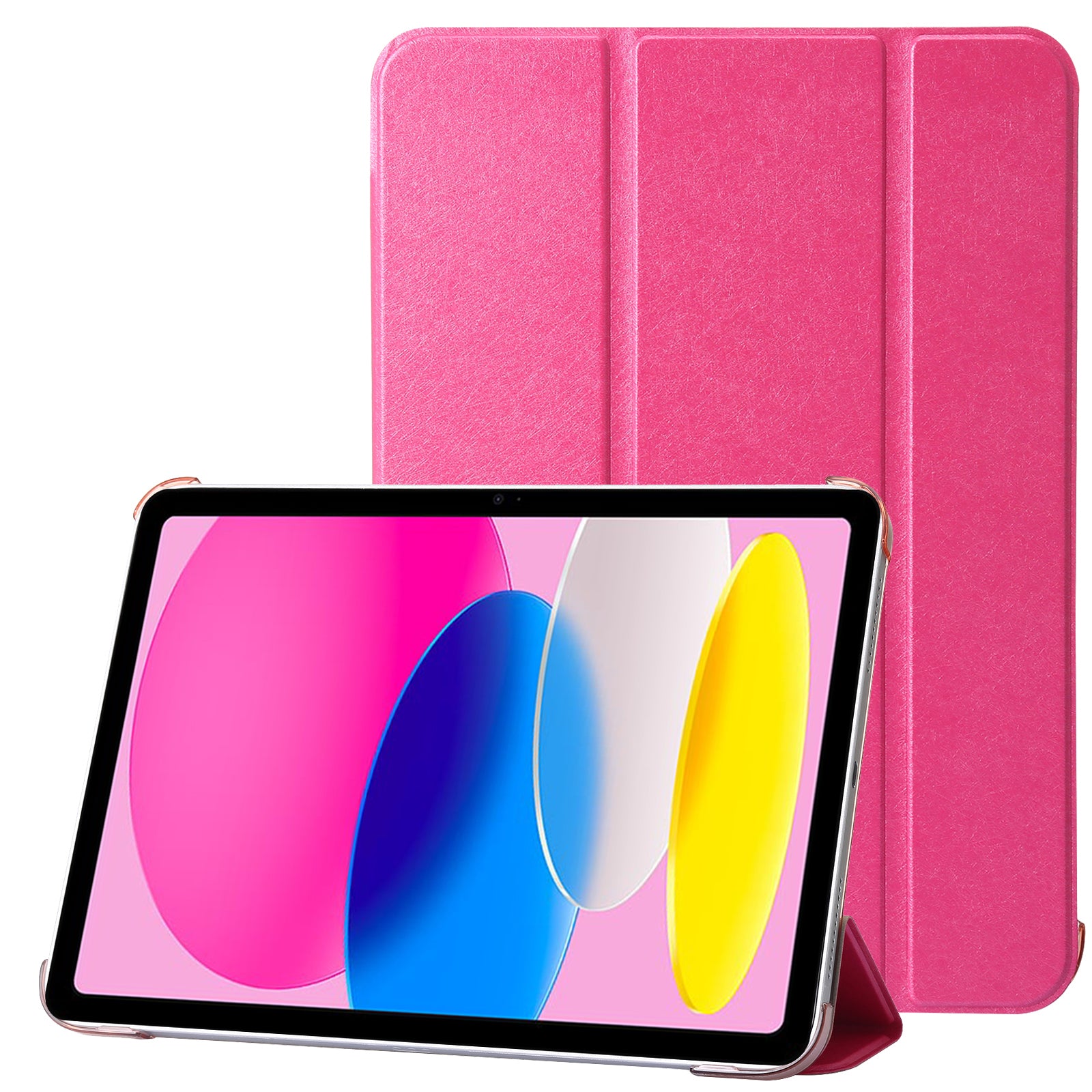 For iPad 10.9 (2022) Silk Texture Protective Case PU Leather+PC Tri-fold Stand Drop-proof Cover