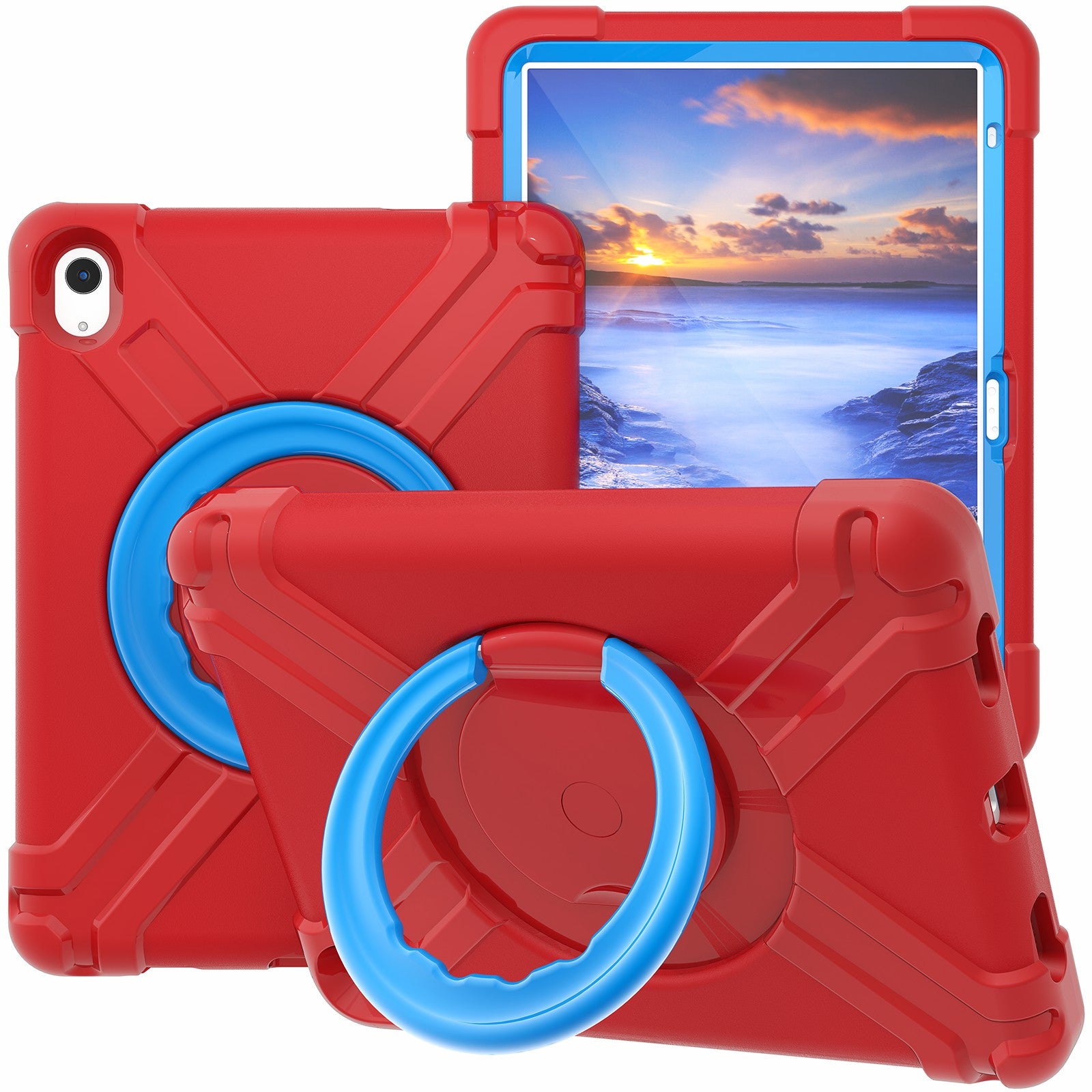 For iPad 10.9 (2022) 360-Degree Rotation Kickstand Tablet Cover Military Anti-drop Protection PC + TPU Case