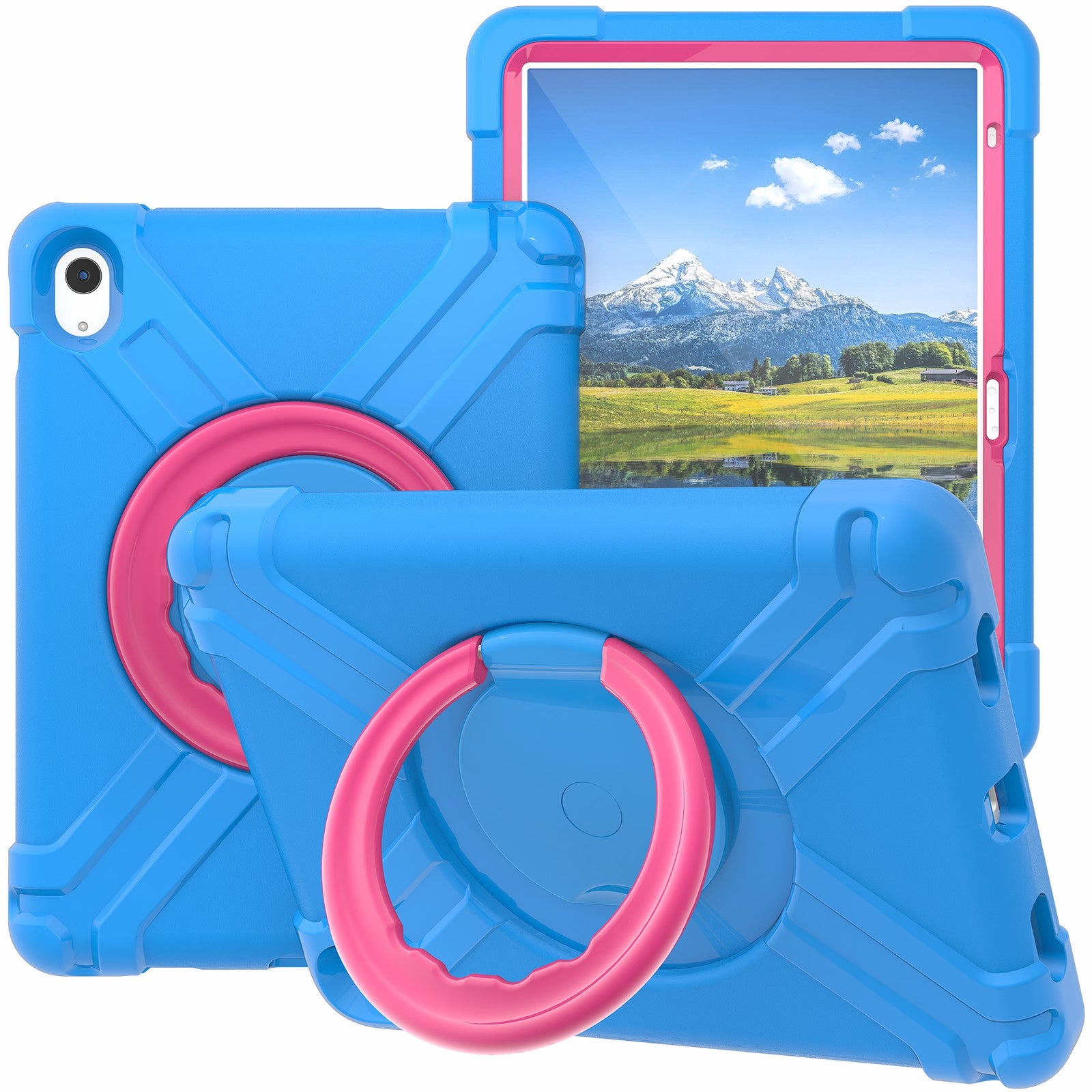 For iPad 10.9 (2022) 360-Degree Rotation Kickstand Tablet Cover Military Anti-drop Protection PC + TPU Case