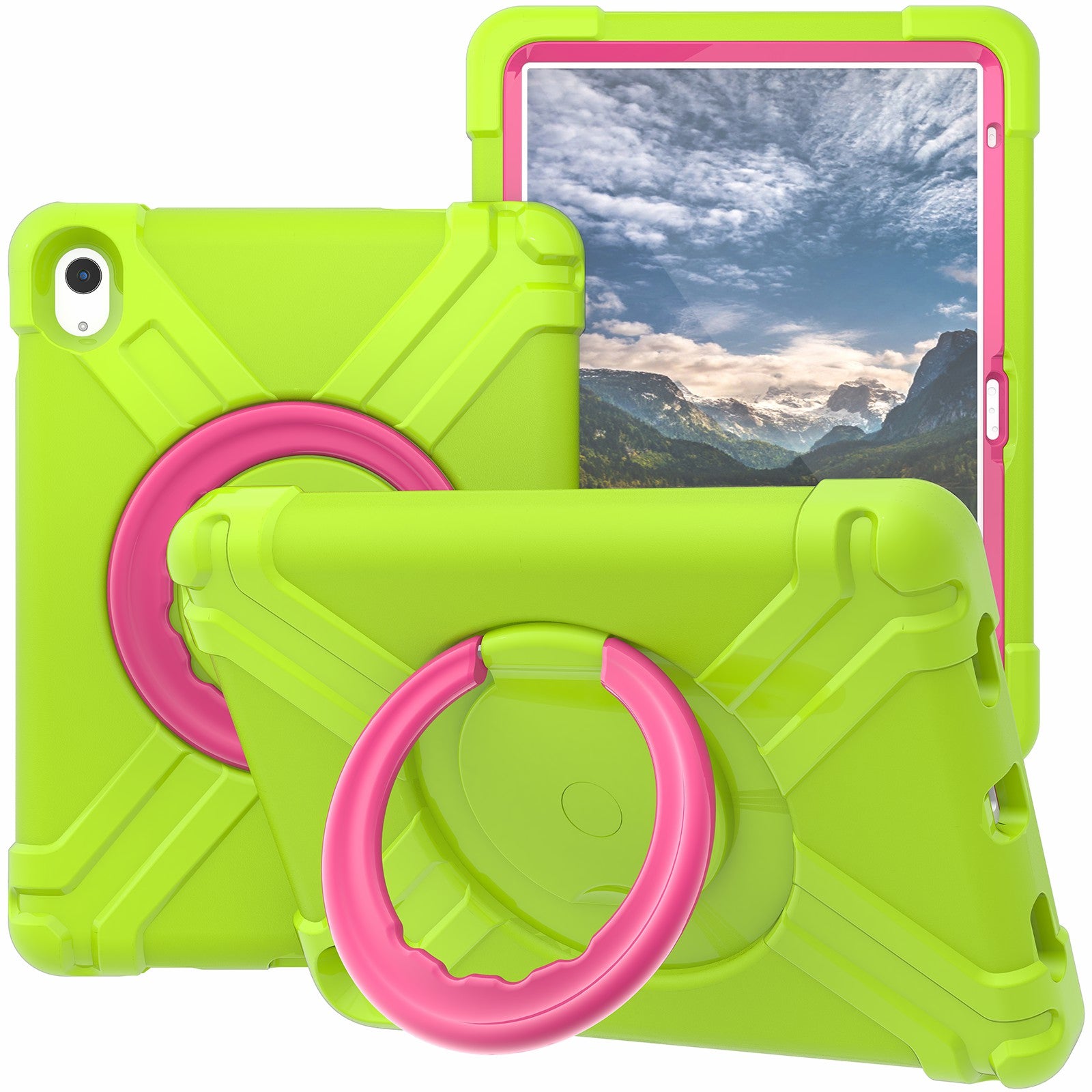 For iPad 10.9 (2022) 360-Degree Rotation Kickstand Tablet Cover Military Anti-drop Protection PC + TPU Case
