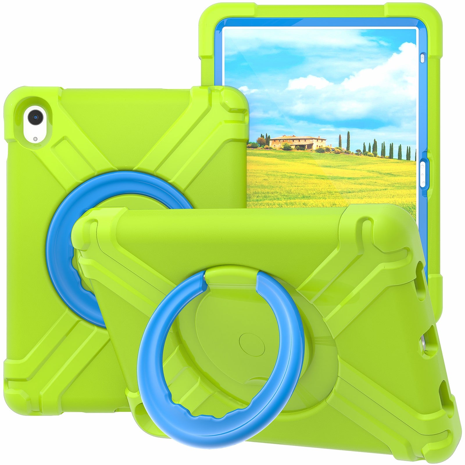For iPad 10.9 (2022) 360-Degree Rotation Kickstand Tablet Cover Military Anti-drop Protection PC + TPU Case