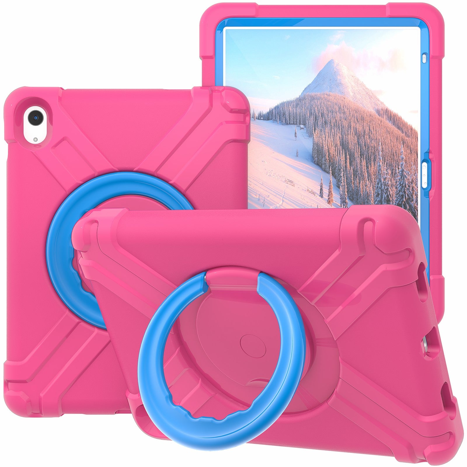 For iPad 10.9 (2022) 360-Degree Rotation Kickstand Tablet Cover Military Anti-drop Protection PC + TPU Case