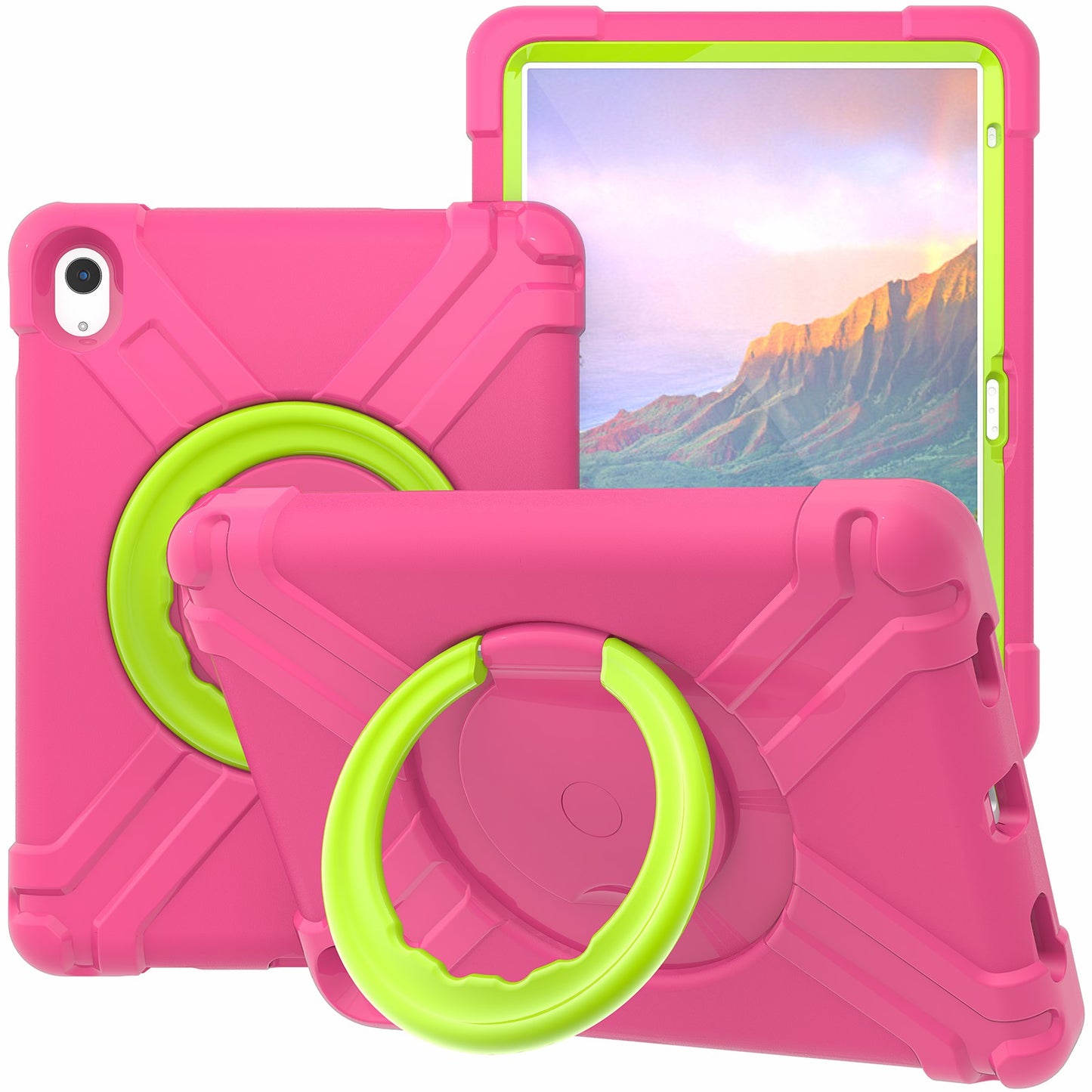 For iPad 10.9 (2022) 360-Degree Rotation Kickstand Tablet Cover Military Anti-drop Protection PC + TPU Case