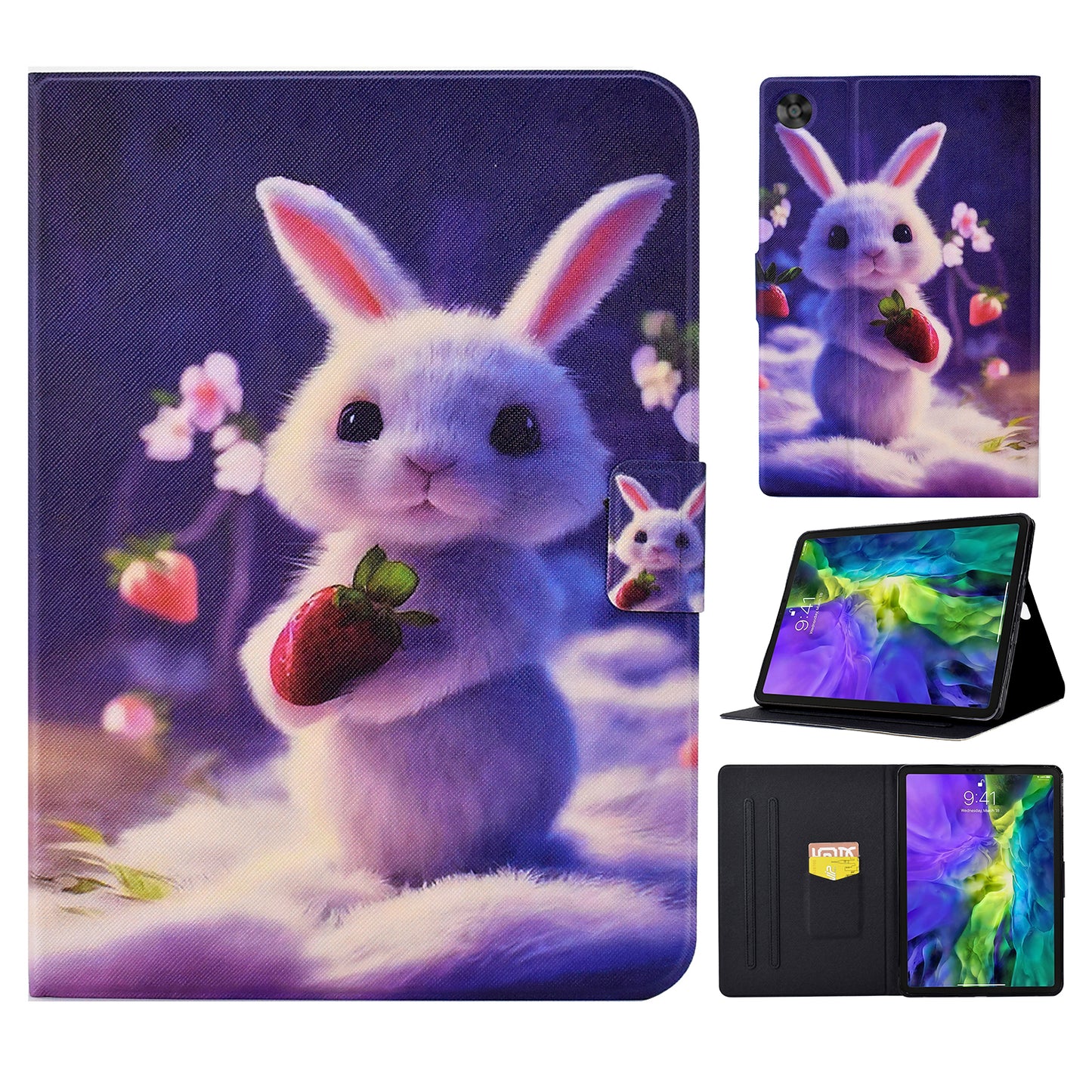 For iPad Pro 11 (2022) / (2021) / (2020) / (2018) / iPad Air (2020) PU Leather Tablet Case Pattern Printing Cover Stand Smart Cover Shell with Card Holder