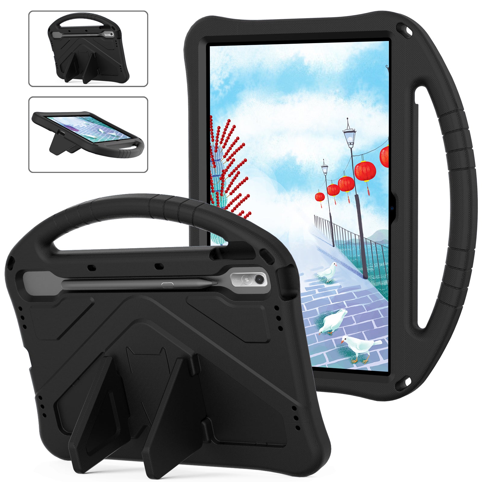 Tablet Case for Lenovo Tab P11 Pro Gen 2, Portable Handle Foldable Kickstand Shockproof EVA Protective Cover