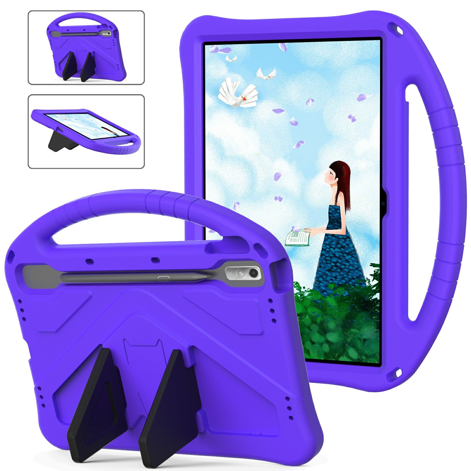 Tablet Case for Lenovo Tab P11 Pro Gen 2, Portable Handle Foldable Kickstand Shockproof EVA Protective Cover