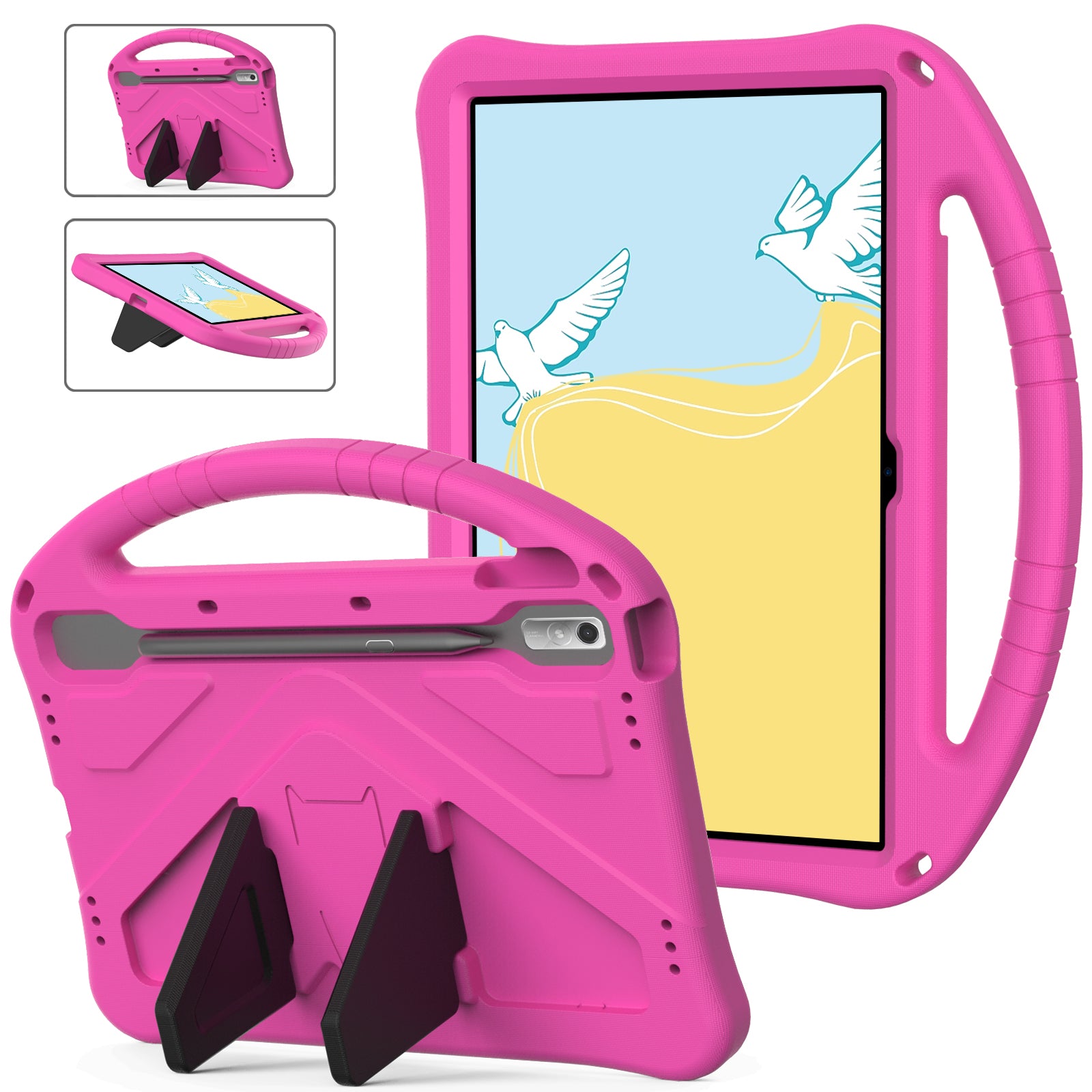 Tablet Case for Lenovo Tab P11 Pro Gen 2, Portable Handle Foldable Kickstand Shockproof EVA Protective Cover