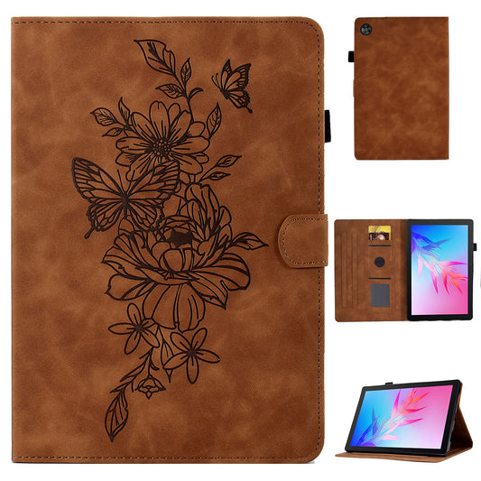 For Huawei Enjoy Tablet 2  /  MatePad T 10 9.7 inch  /  T 10S 10.1 inch  /  Honor Pad 6 10.1-inch  /  Pad X6 9.7 inch Butterfly Flower Pattern Imprinted Tablet Case PU Leather Stand Card Slot Cover