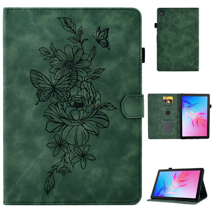For Huawei Enjoy Tablet 2  /  MatePad T 10 9.7 inch  /  T 10S 10.1 inch  /  Honor Pad 6 10.1-inch  /  Pad X6 9.7 inch Butterfly Flower Pattern Imprinted Tablet Case PU Leather Stand Card Slot Cover
