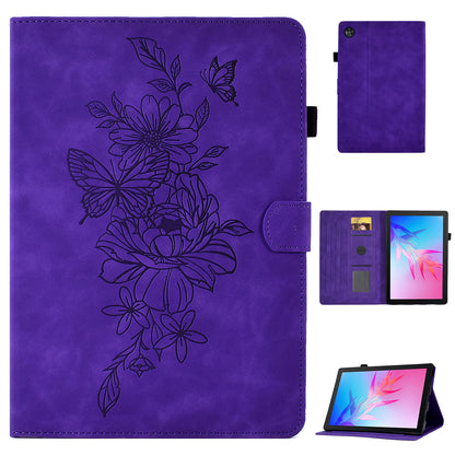 For Huawei Enjoy Tablet 2  /  MatePad T 10 9.7 inch  /  T 10S 10.1 inch  /  Honor Pad 6 10.1-inch  /  Pad X6 9.7 inch Butterfly Flower Pattern Imprinted Tablet Case PU Leather Stand Card Slot Cover