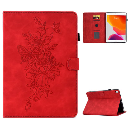 For iPad 10.2 (2019) / (2020)  /  Air 10.5 inch (2019) Protective Leather Case Butterfly Flower Pattern Imprinted Anti-Drop Tablet Cover with Card Holder, Stand