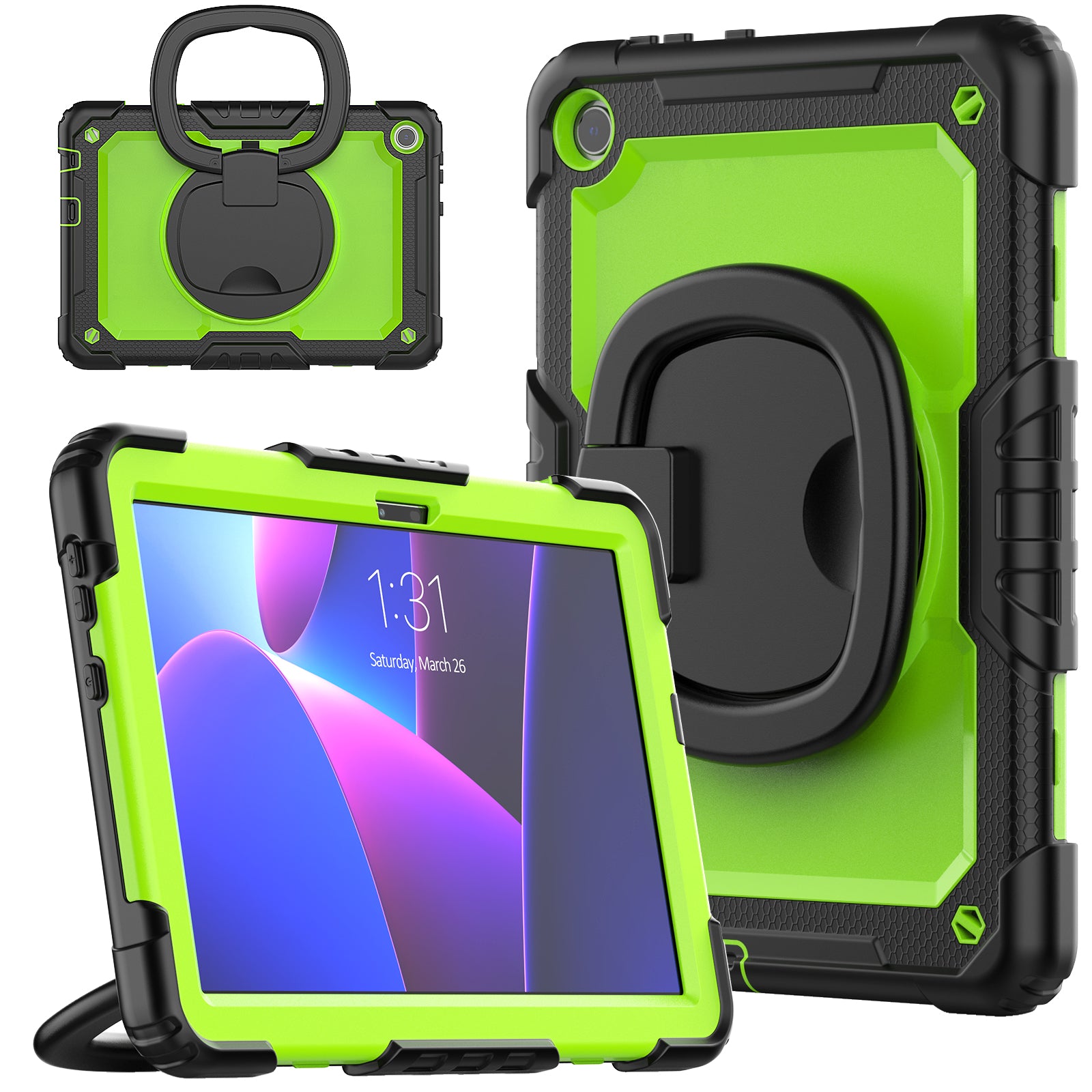 For Lenovo Tab M10 (Gen 3) TB-328FU / TB-328XU PC + Silicone Tablet Cover 360-Degree Rotating Kickstand Anti-drop Case with Shoulder Strap
