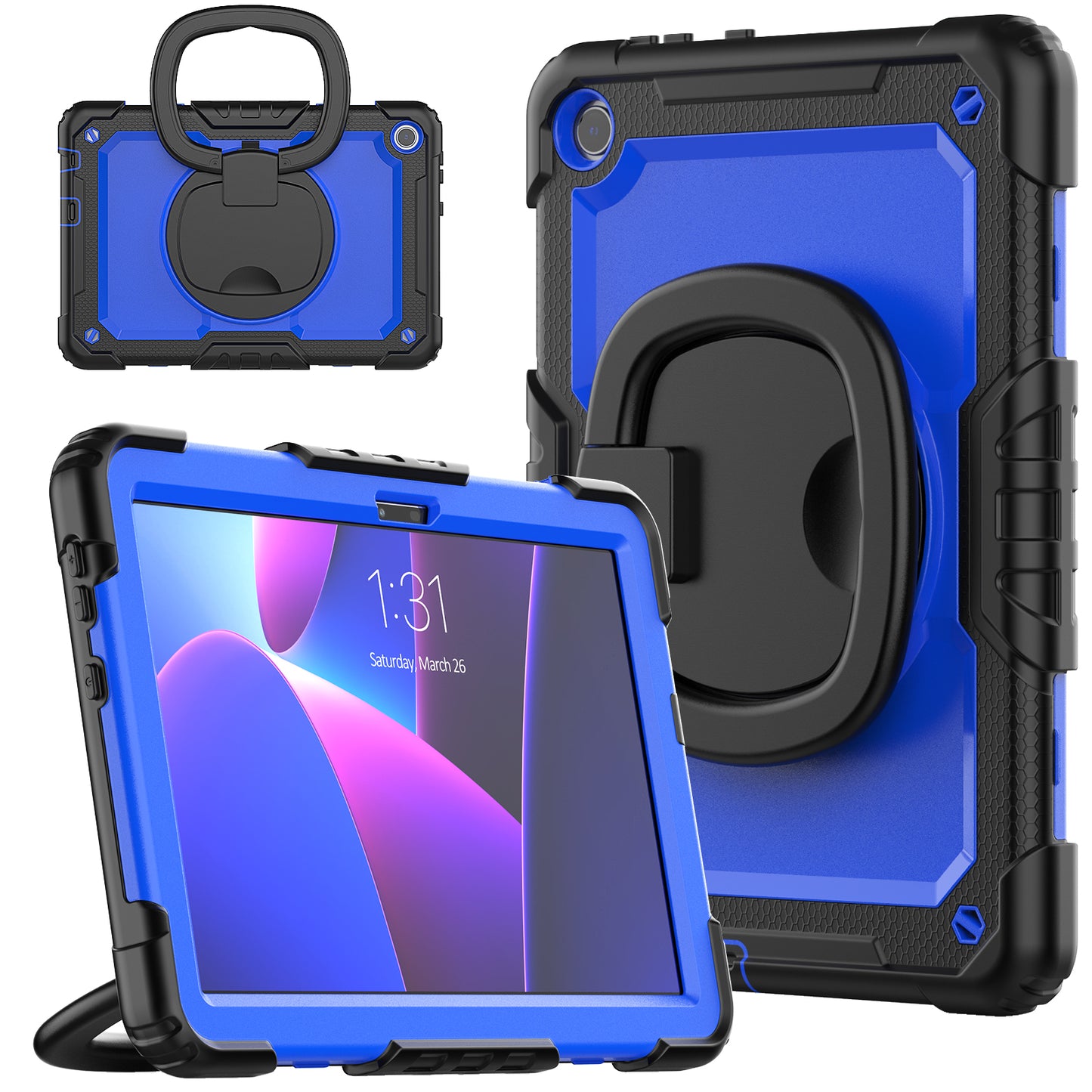 For Lenovo Tab M10 (Gen 3) TB-328FU / TB-328XU PC + Silicone Tablet Cover 360-Degree Rotating Kickstand Anti-drop Case with Shoulder Strap