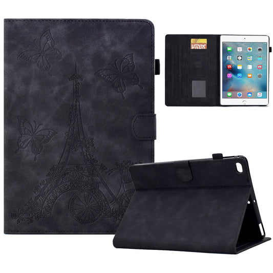 For iPad Mini / Mini 2 / mini 3 / mini 4 / mini (2019) 7.9 inch Tower Bike Butterfly Pattern Imprinted Microfiber Leather Tablet Case Card Holder Full Protection Stand Case