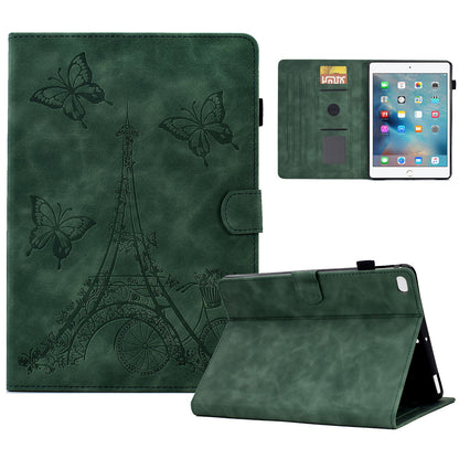 For iPad Mini / Mini 2 / mini 3 / mini 4 / mini (2019) 7.9 inch Tower Bike Butterfly Pattern Imprinted Microfiber Leather Tablet Case Card Holder Full Protection Stand Case