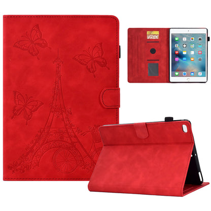 For iPad Mini / Mini 2 / mini 3 / mini 4 / mini (2019) 7.9 inch Tower Bike Butterfly Pattern Imprinted Microfiber Leather Tablet Case Card Holder Full Protection Stand Case