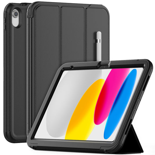 For iPad 10.9 (2022) / iPad 10th Gen PU Leather Smart Auto Wake / Sleep Cover Folding Stand Folio Shockproof Tablet Case