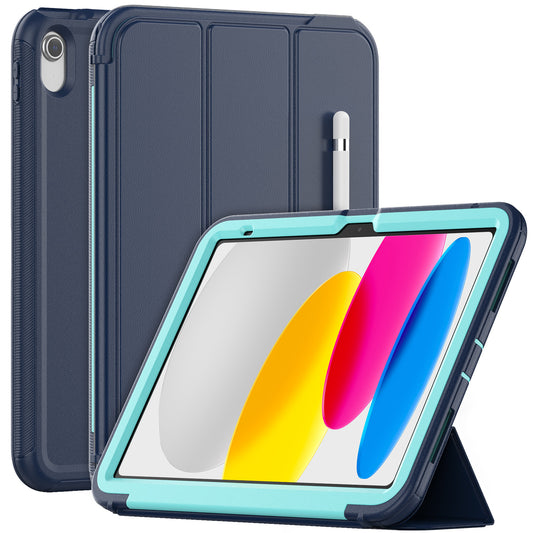 For iPad 10.9 (2022) / iPad 10th Gen PU Leather Smart Auto Wake / Sleep Cover Folding Stand Folio Shockproof Tablet Case