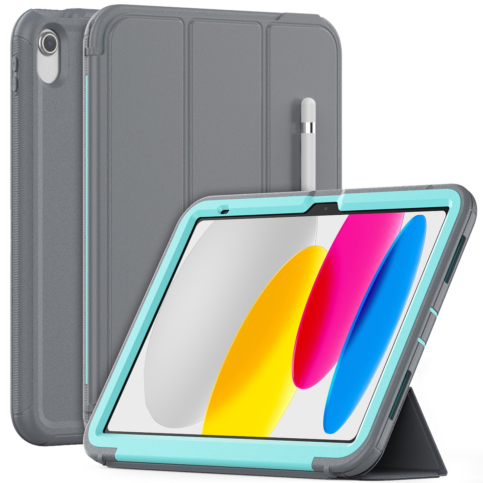 For iPad 10.9 (2022) / iPad 10th Gen PU Leather Smart Auto Wake / Sleep Cover Folding Stand Folio Shockproof Tablet Case