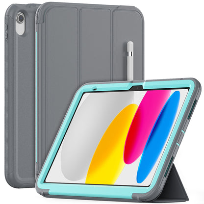 For iPad 10.9 (2022) / iPad 10th Gen PU Leather Smart Auto Wake / Sleep Cover Folding Stand Folio Shockproof Tablet Case