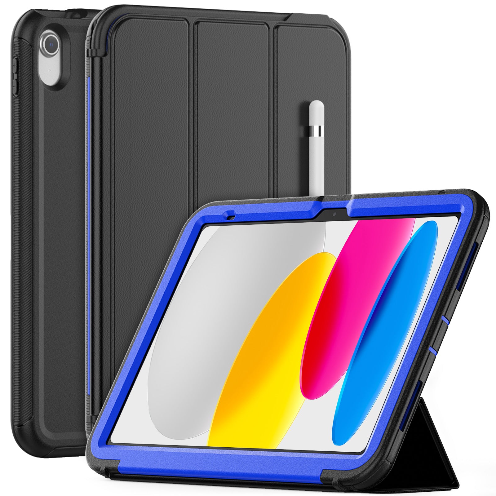 For iPad 10.9 (2022) / iPad 10th Gen PU Leather Smart Auto Wake / Sleep Cover Folding Stand Folio Shockproof Tablet Case