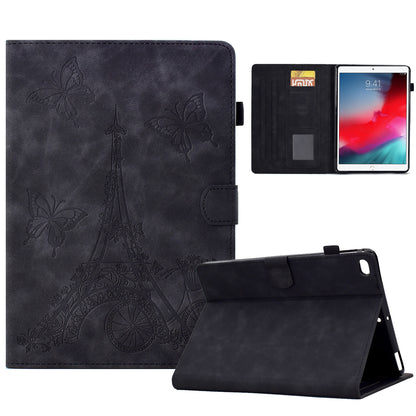 For iPad 10.2 (2021) / (2020) / (2019) / iPad Air 10.5 inch (2019) / iPad Pro 10.5-inch (2017) Microfiber Leather Stand Case Tower Bike Butterfly Pattern Imprinted Card Holder Tablet Cover