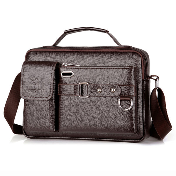 WElXIER D235 Men's Messenger Bag Business PU Leather Crossbody Bag Fashionable Travel Bag Water-resistant Travel Accessories