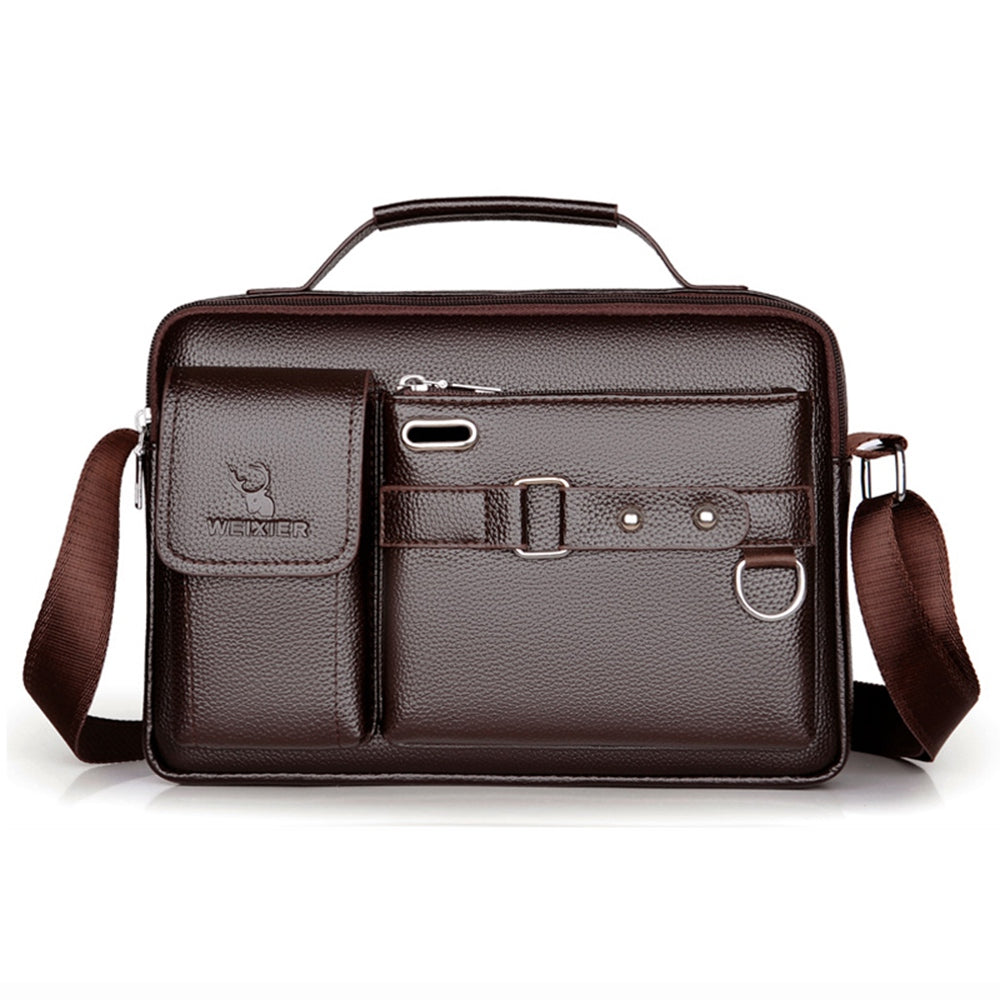 WElXIER D235 Men's Messenger Bag Business PU Leather Crossbody Bag Fashionable Travel Bag Water-resistant Travel Accessories