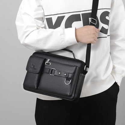 WElXIER D235 Men's Messenger Bag Business PU Leather Crossbody Bag Fashionable Travel Bag Water-resistant Travel Accessories