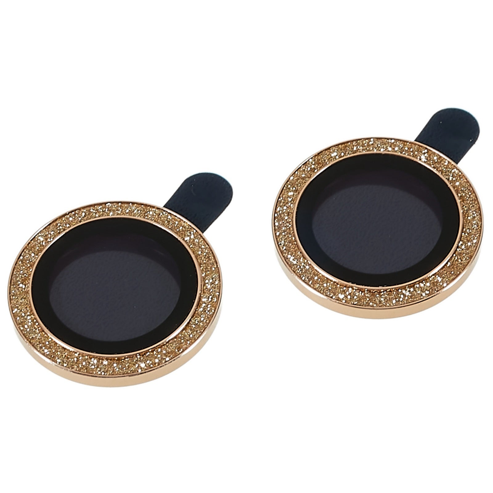 2Pcs / Set for iPhone 14 6.1 inch / 14 Plus 6.7 inch Glitter Rhinestone Camera Lens Protector Metal Ring Tempered Glass Lens Fim