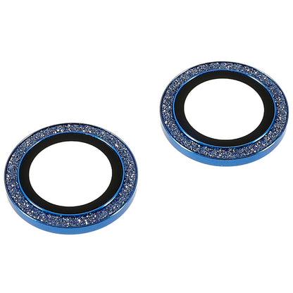 2Pcs / Set for iPhone 14 6.1 inch / 14 Plus 6.7 inch Glitter Rhinestone Camera Lens Protector Metal Ring Tempered Glass Lens Fim