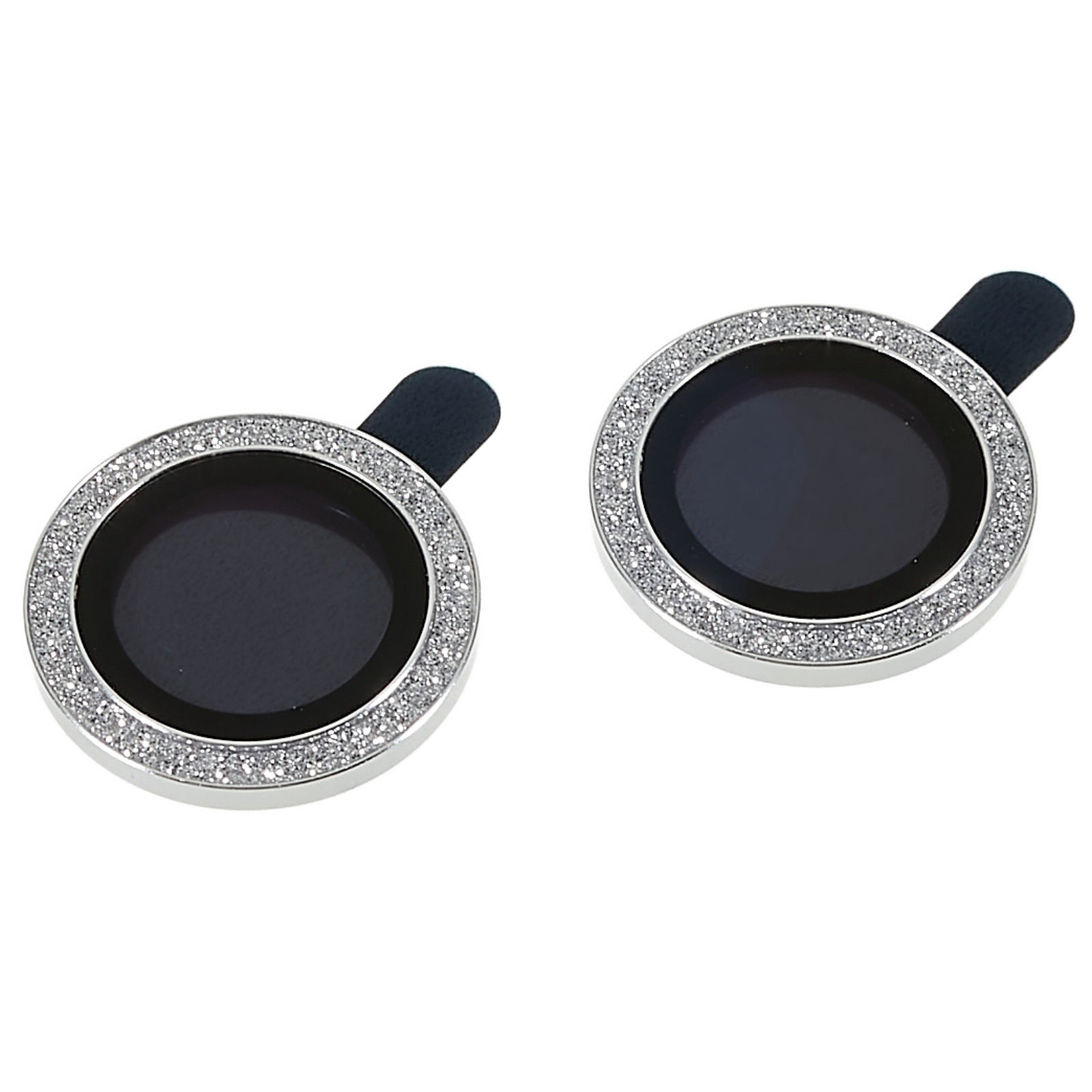 2Pcs / Set for iPhone 14 6.1 inch / 14 Plus 6.7 inch Glitter Rhinestone Camera Lens Protector Metal Ring Tempered Glass Lens Fim