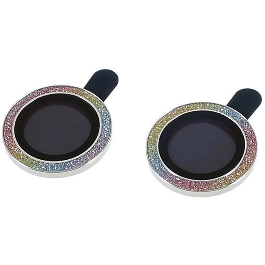 2Pcs / Set for iPhone 14 6.1 inch / 14 Plus 6.7 inch Glitter Rhinestone Camera Lens Protector Metal Ring Tempered Glass Lens Fim