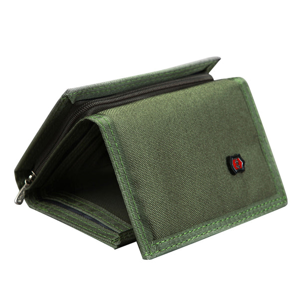 JEMINAL 507 Men's Trifold Wear-resistant Canvas Wallets Cash Money Coin Pouch Card Bag