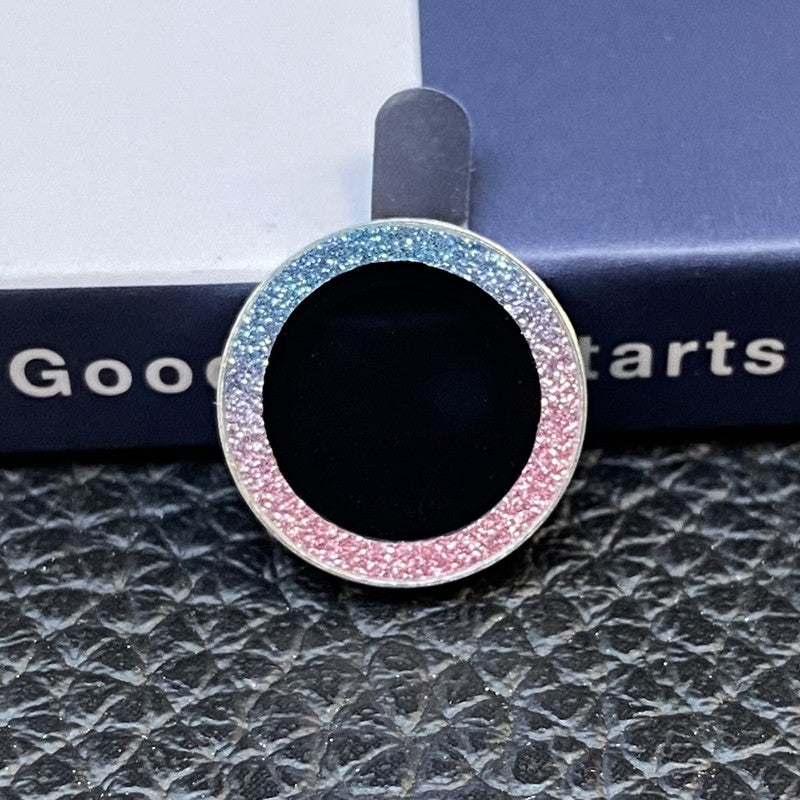 For iPhone 13 mini 5.4 inch 2Pcs / Set Stylish Glitter Ring Design Tempered Glass Camera Lens Protector Anti-fingerprint Guard Film