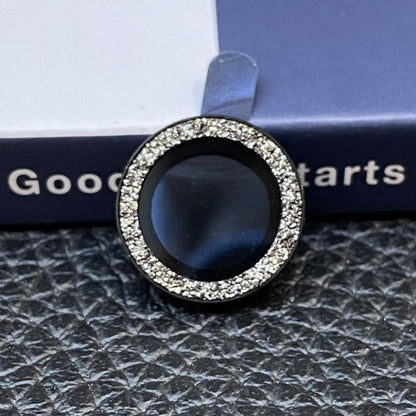 For iPhone 13 mini 5.4 inch 2Pcs / Set Stylish Glitter Ring Design Tempered Glass Camera Lens Protector Anti-fingerprint Guard Film