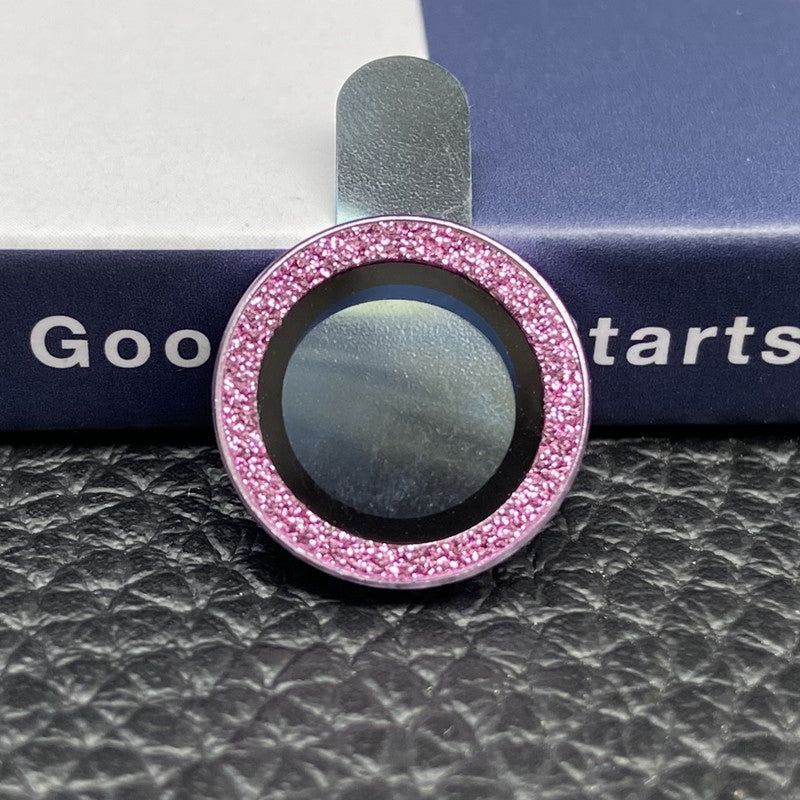 For iPhone 13 mini 5.4 inch 2Pcs / Set Stylish Glitter Ring Design Tempered Glass Camera Lens Protector Anti-fingerprint Guard Film